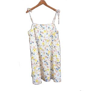 Old Navy Floral Sundress Tie Strap Dress Linen + Rayon Cotton Lining Womens XXL